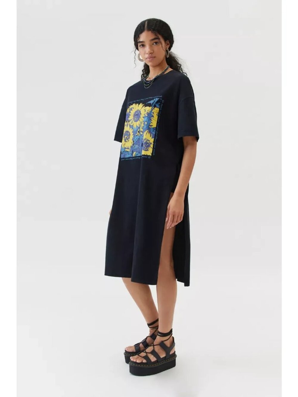 Urban Outfitters Black Sunflower Tunic T-Shirt Dress S/M